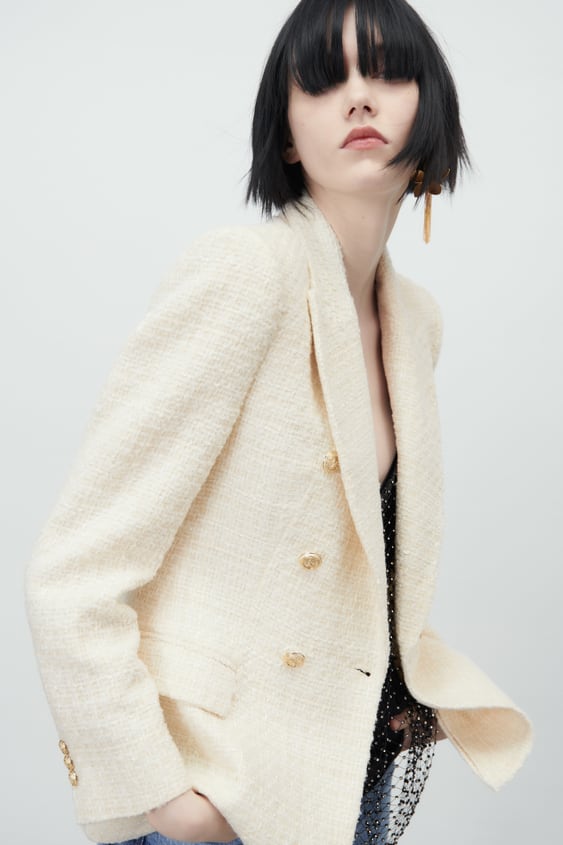 DOUBLE BREASTED TEXTURED WEAVE JACKET