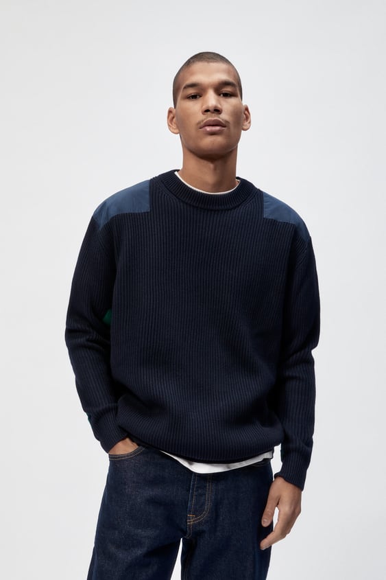 COMBINATION COLOR BLOCK SWEATER