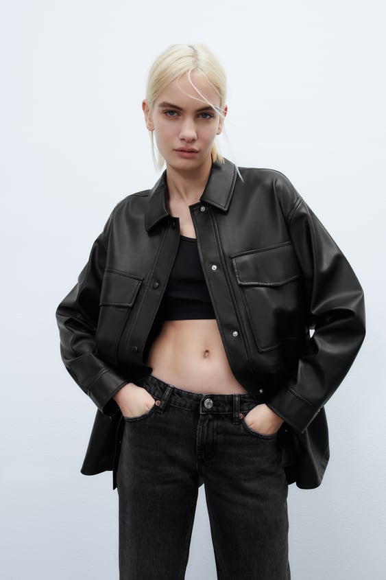 FAUX LEATHER OVERSHIRT