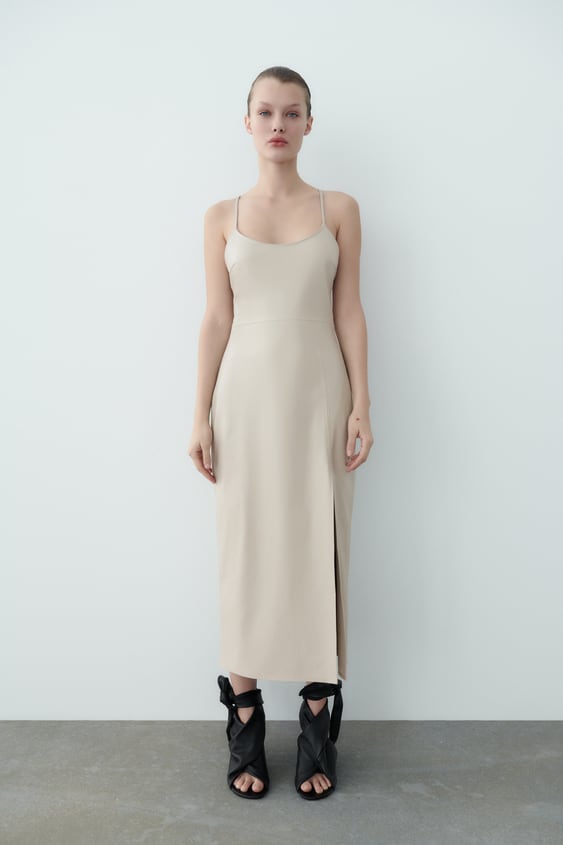 FAUX LEATHER SLIP DRESS