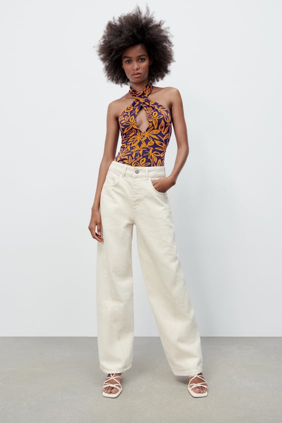 JACQUARD HALTER BODYSUIT