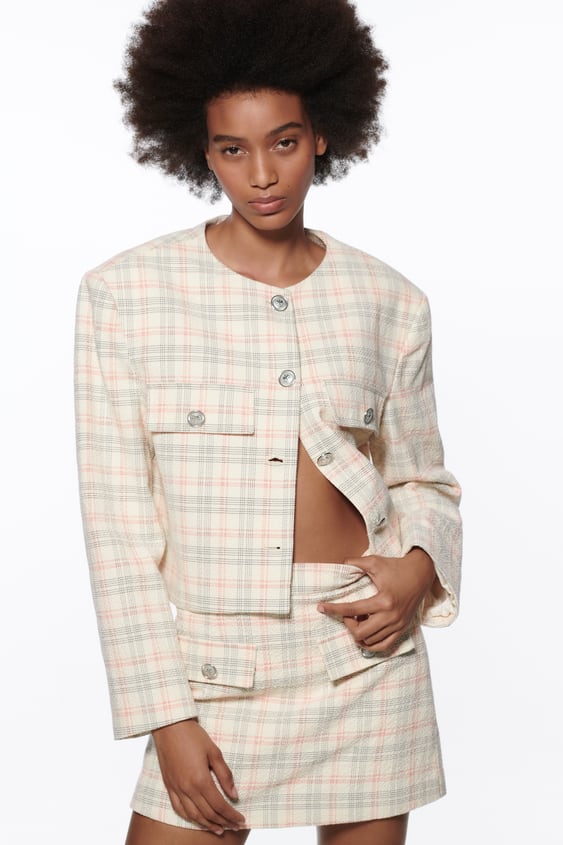 PLAID CROPPED JACKET