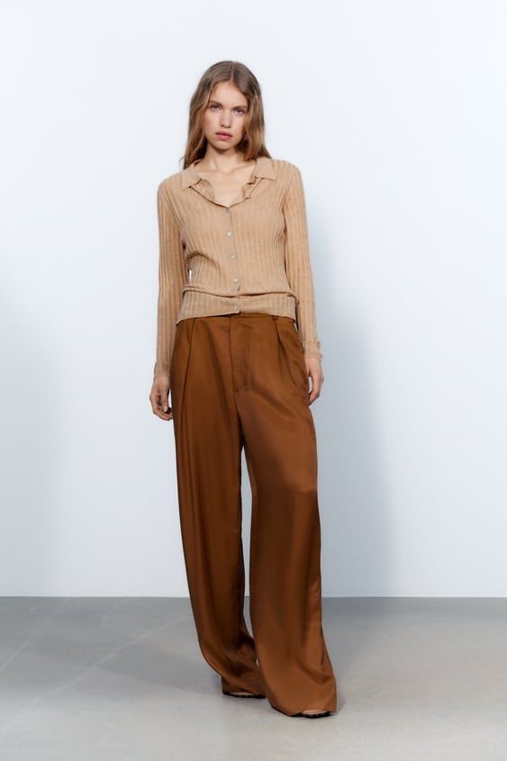 RIB KNIT BUTTONED POLO SWEATER