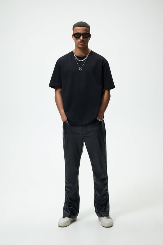 FAUX LEATHER PANTS WITH VENTS