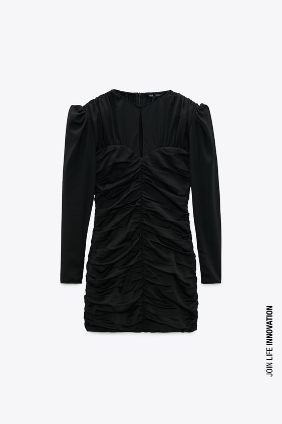 VOLUMINOUS SLEEVE DRAPED DRESS