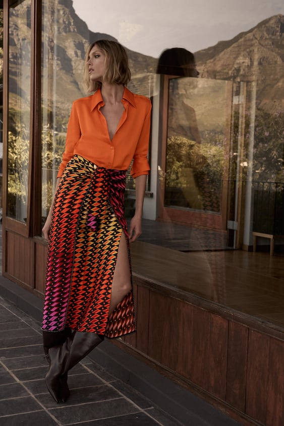 PRINTED KNOTTED SKIRT