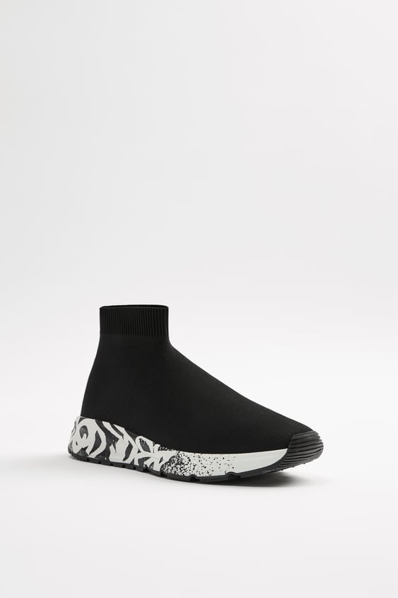 FABRIC KNIT HIGH TOP SNEAKERS