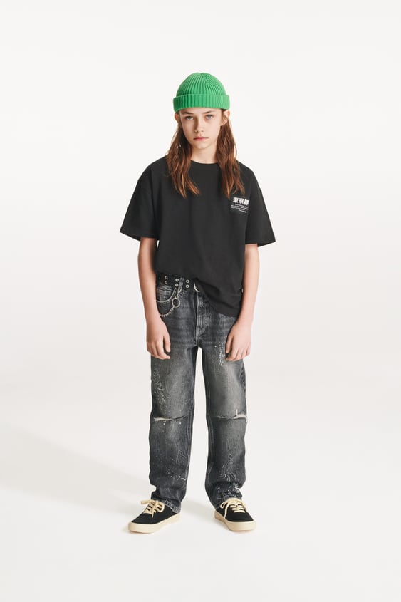 PAINTED AND TORN RELAXED FIT JEANS