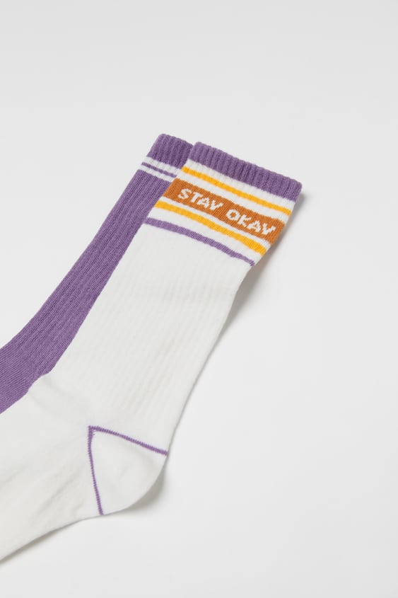 KIDS/ TWO-PACK OF TEXT SOCKS
