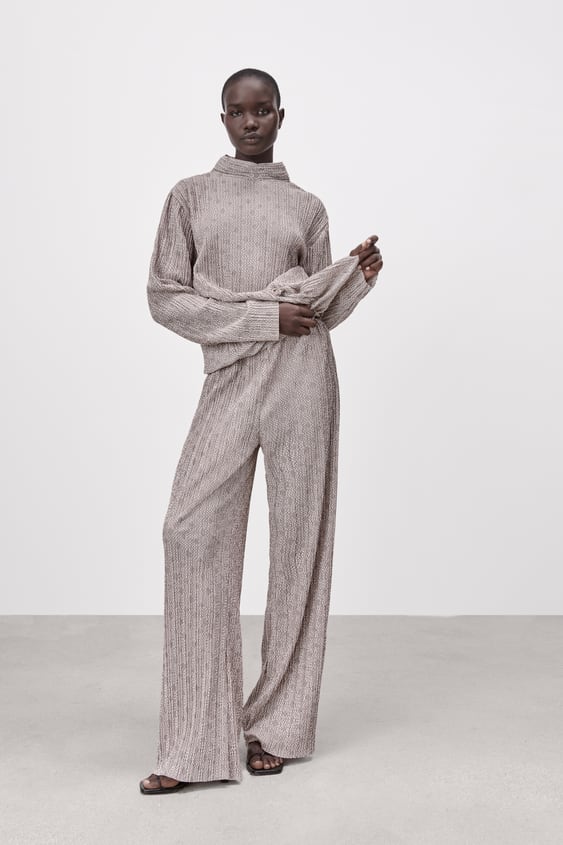 PLEATED JACQUARD PANTS