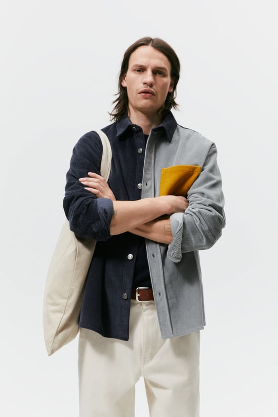 BLOCK COLOR CORDUROY OVERSHIRT