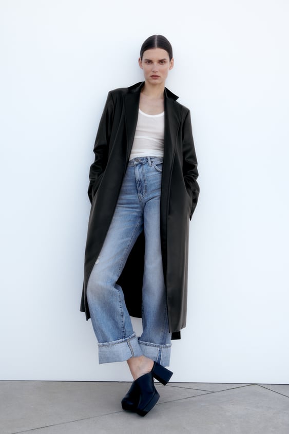 LONG FAUX LEATHER COAT