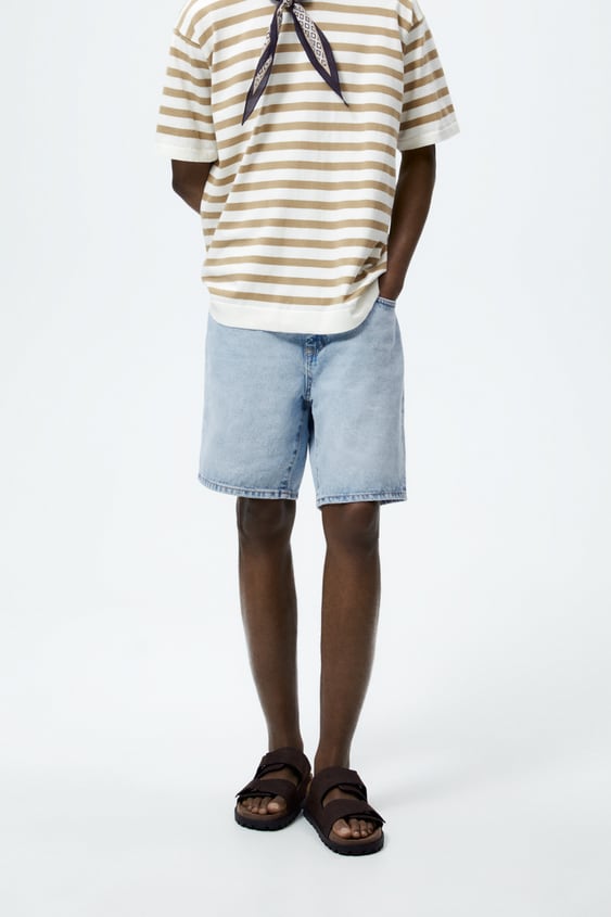 STRAIGHT FIT DENIM SHORTS