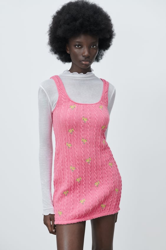FLORAL CABLE KNIT DRESS