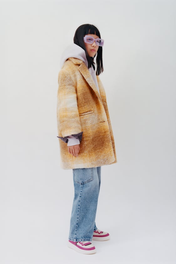 WOOL BLEND PLAID COAT