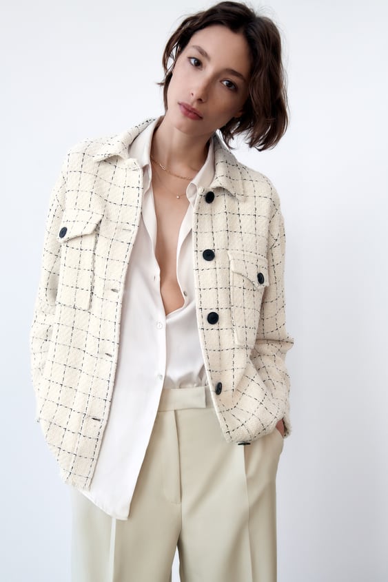 TEXTURED PLAID OVERSHIRT