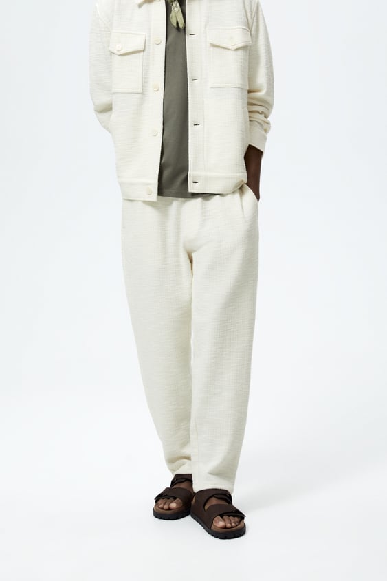 TEXTURED JOGGER WAIST PANTS