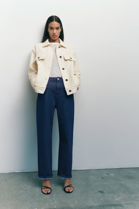STRUCTURED JACKET WITH FRAYED EDGES