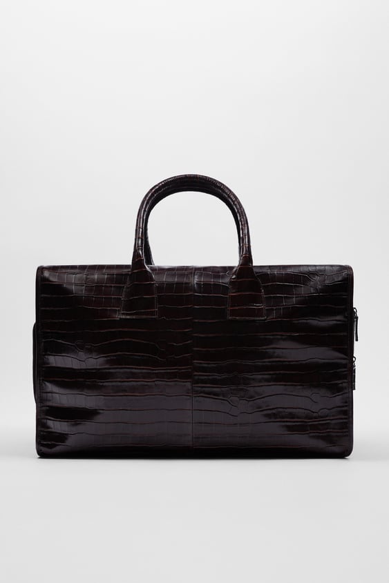 ANIMAL EMBOSSED LEATHER BOWLING BAG