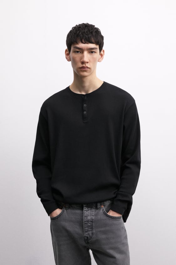 RIBBED HENLEY SHIRT