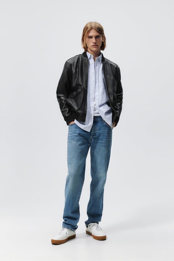 LEATHER BOMBER JACKET