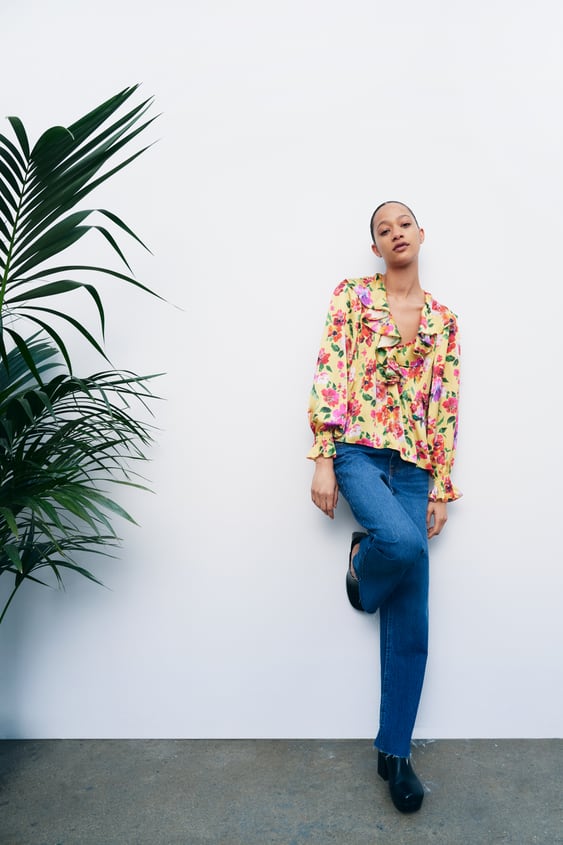 FLORAL PRINT RUFFLED SHIRT