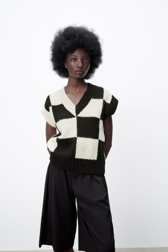 PLAID KNIT VEST