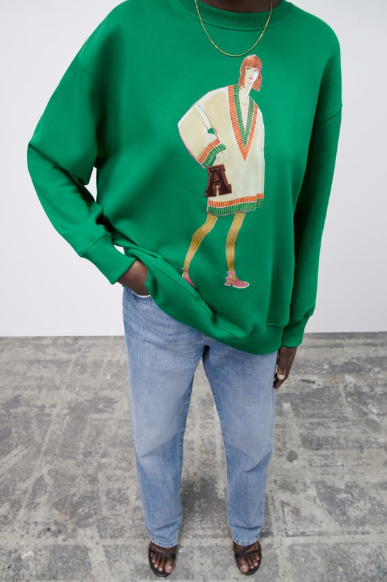 GIRL PRINT RIB SWEATSHIRT