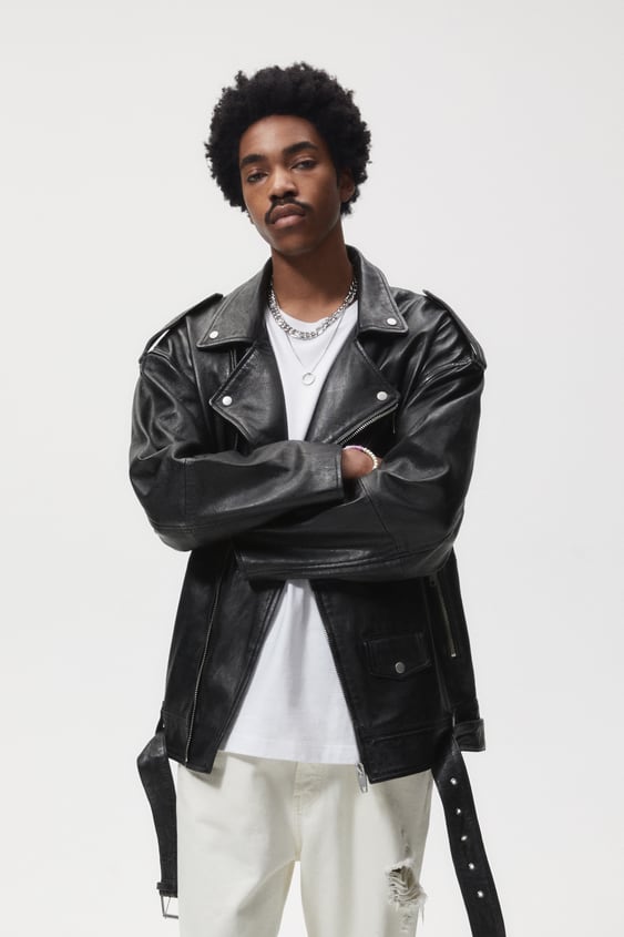 OVERSIZED LEATHER BIKER JACKET