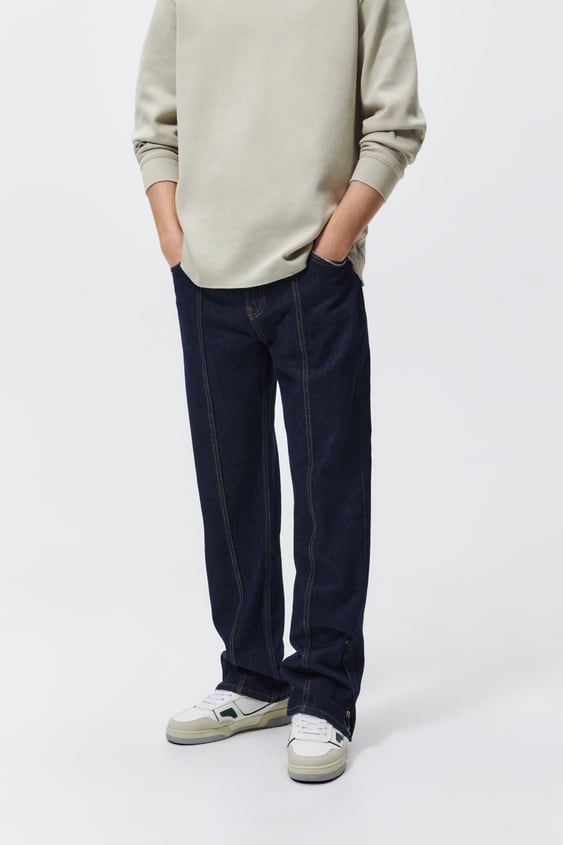 ZIPPERED SEAMED JEANS