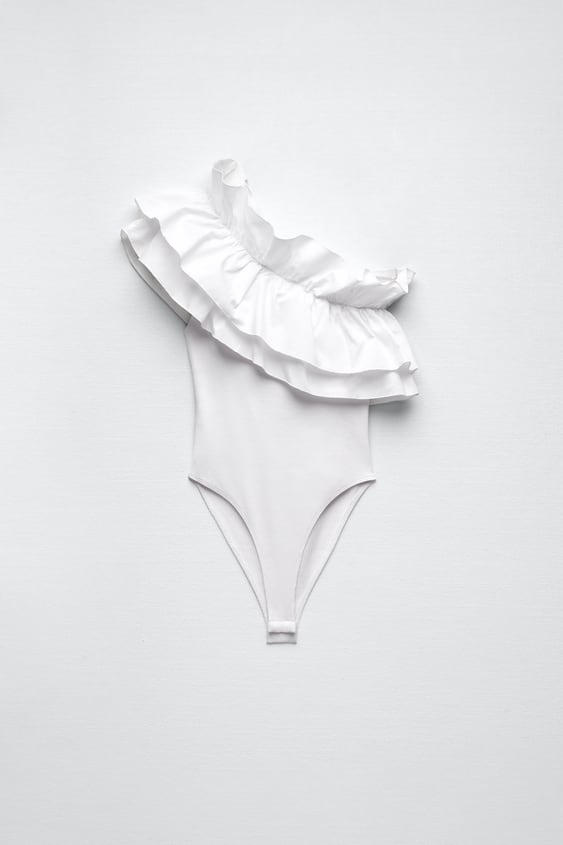 RUFFLED ASYMMETRICAL BODYSUIT