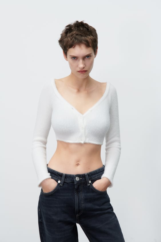 SOFT FEEL CROP CARDIGAN