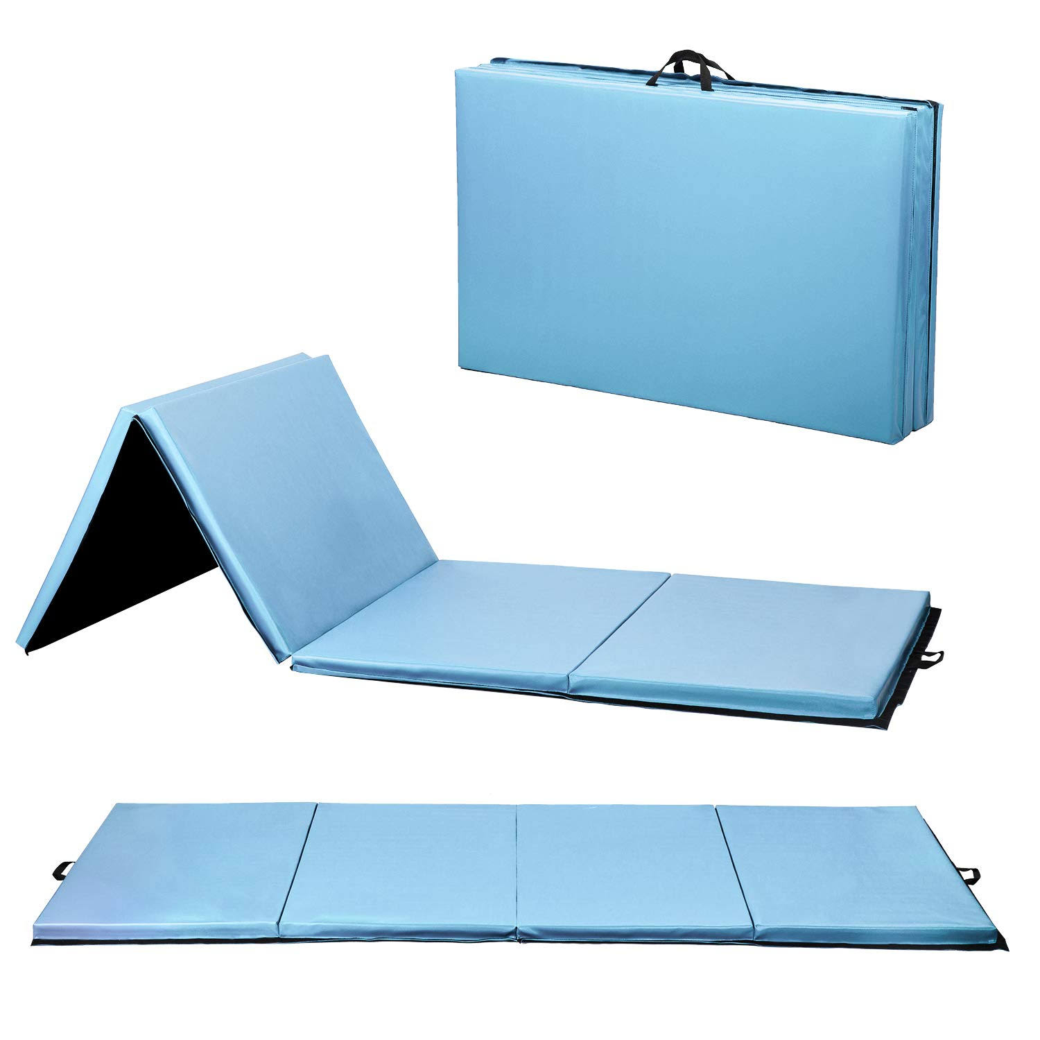 BestMassage Blue New 4x8x2 Thick Folding Panel Gymnastics Tumbling Mat Gym Fitness Exercise R4