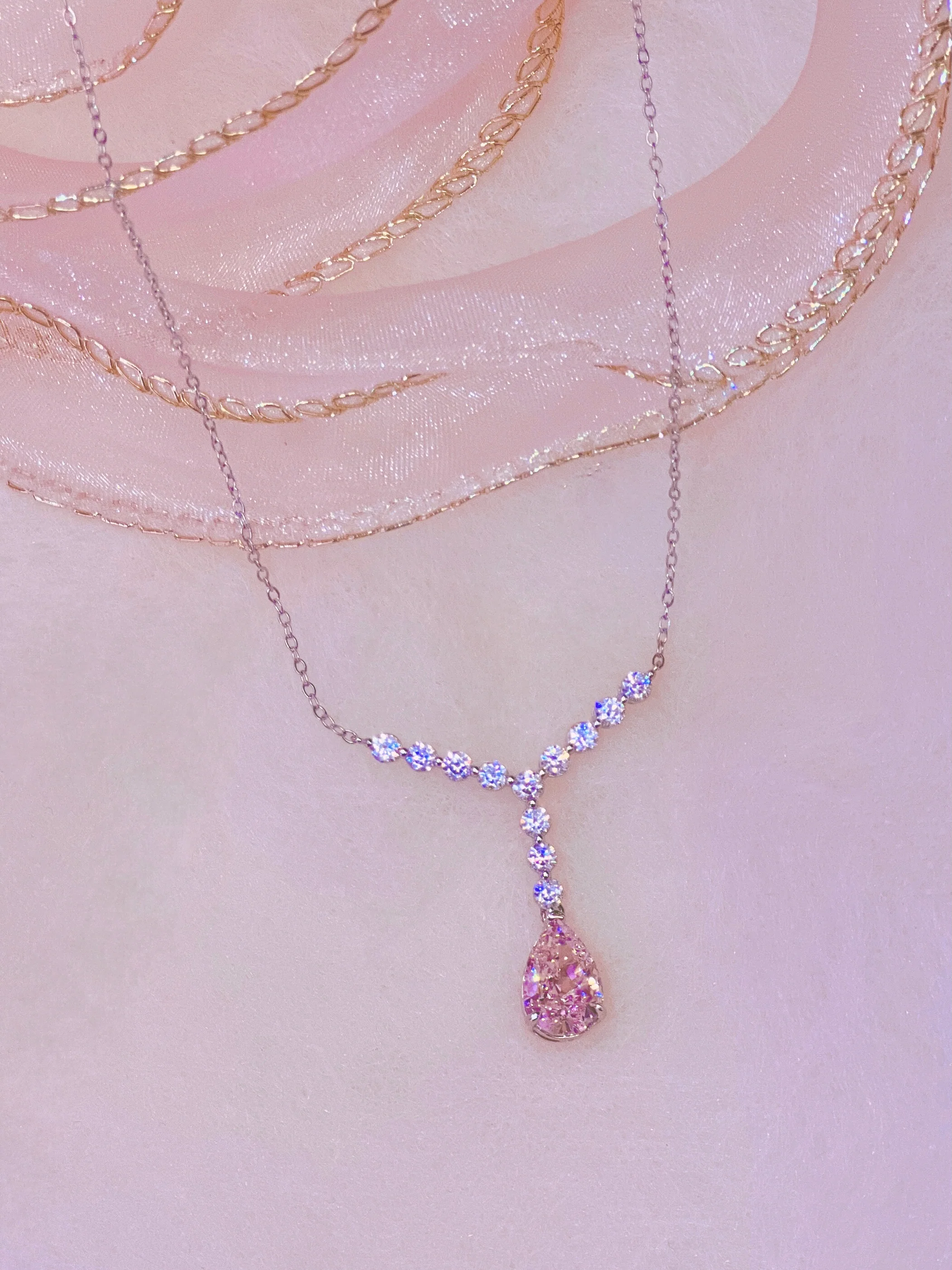 LAFIT��Rosy Mermaid - Necklaceõ���ɫ��ʯ�׽�ɫ�i�