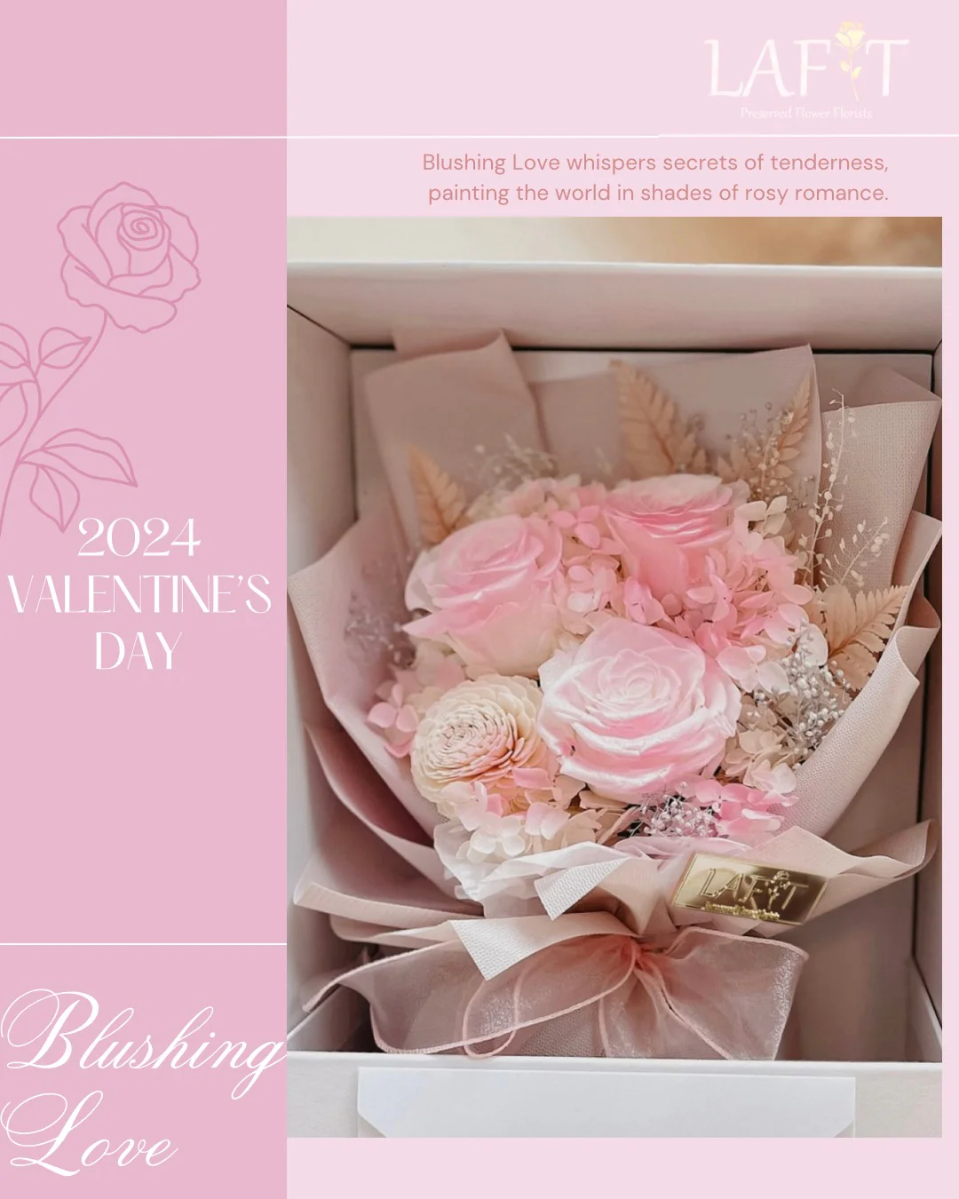 LAFIT Valentine’s Day 2024 · LAFIT花束童話書禮�?· Blushing Love - Airy Pink