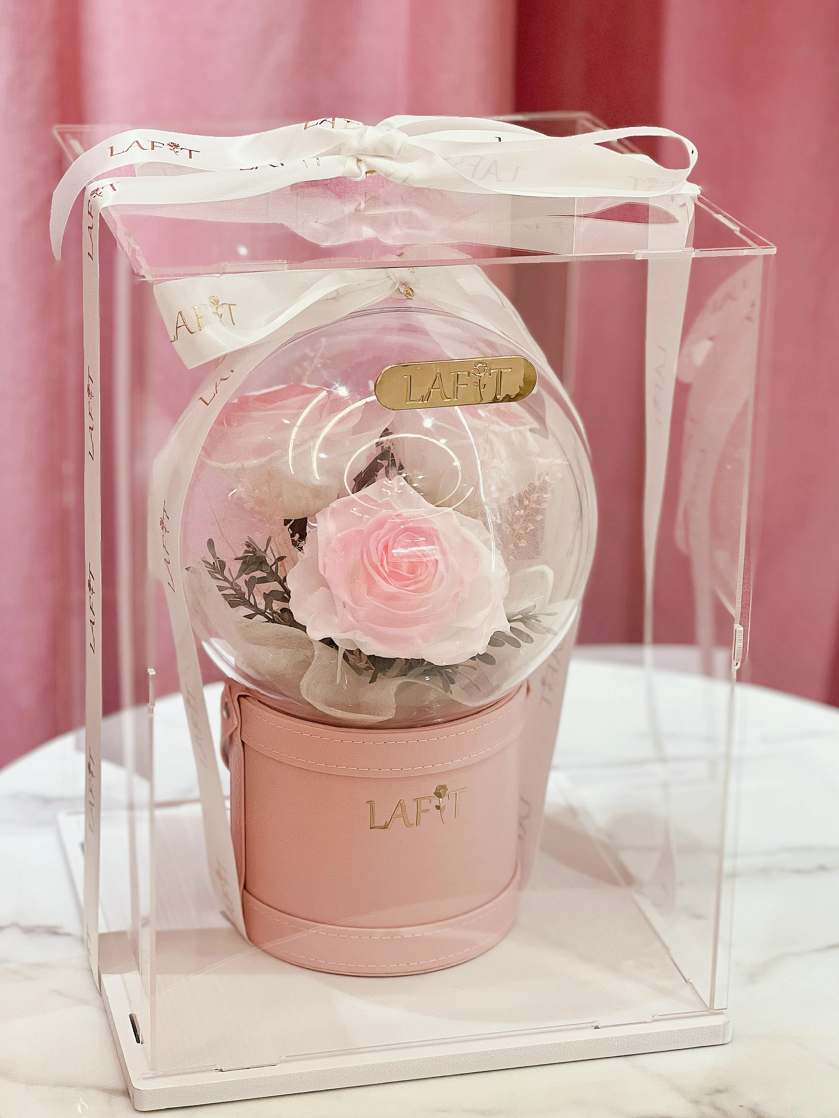 LAFIT 夢幻浪漫櫻粉色永生花藝擺�?· Rose Sparkling Bubble - Sakura Pink