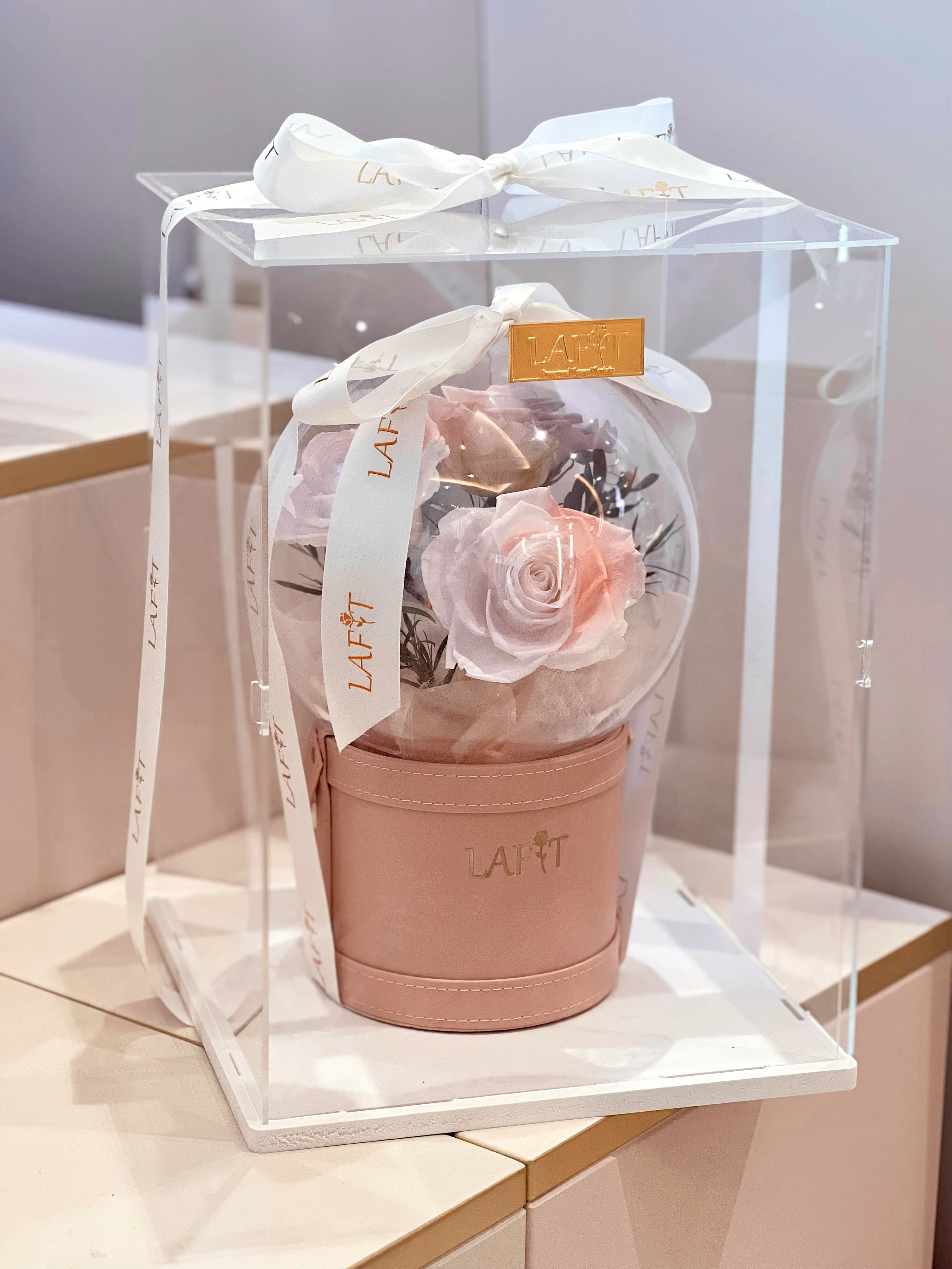 LAFIT 夢幻浪漫永生花藝擺設 · Rose Sparkling Bubble - Baby Pink