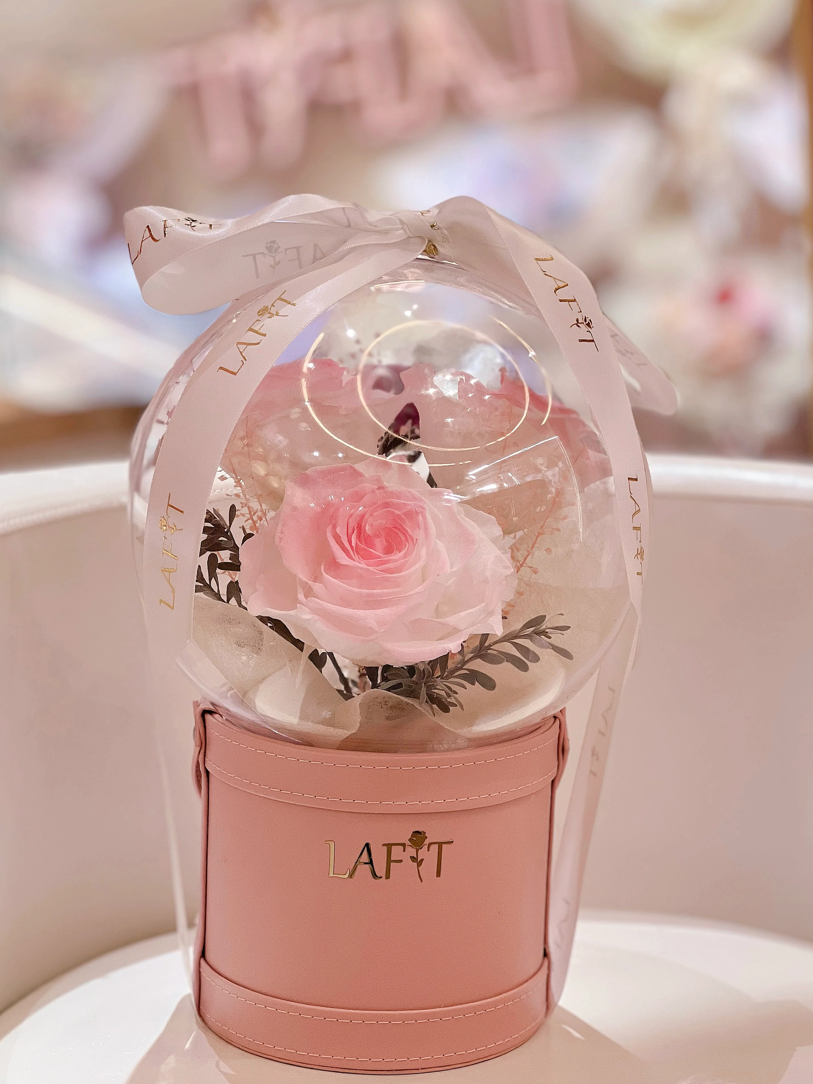 LAFIT 夢幻浪漫櫻粉色永生花藝擺�?· Rose Sparkling Bubble - Sakura Pink