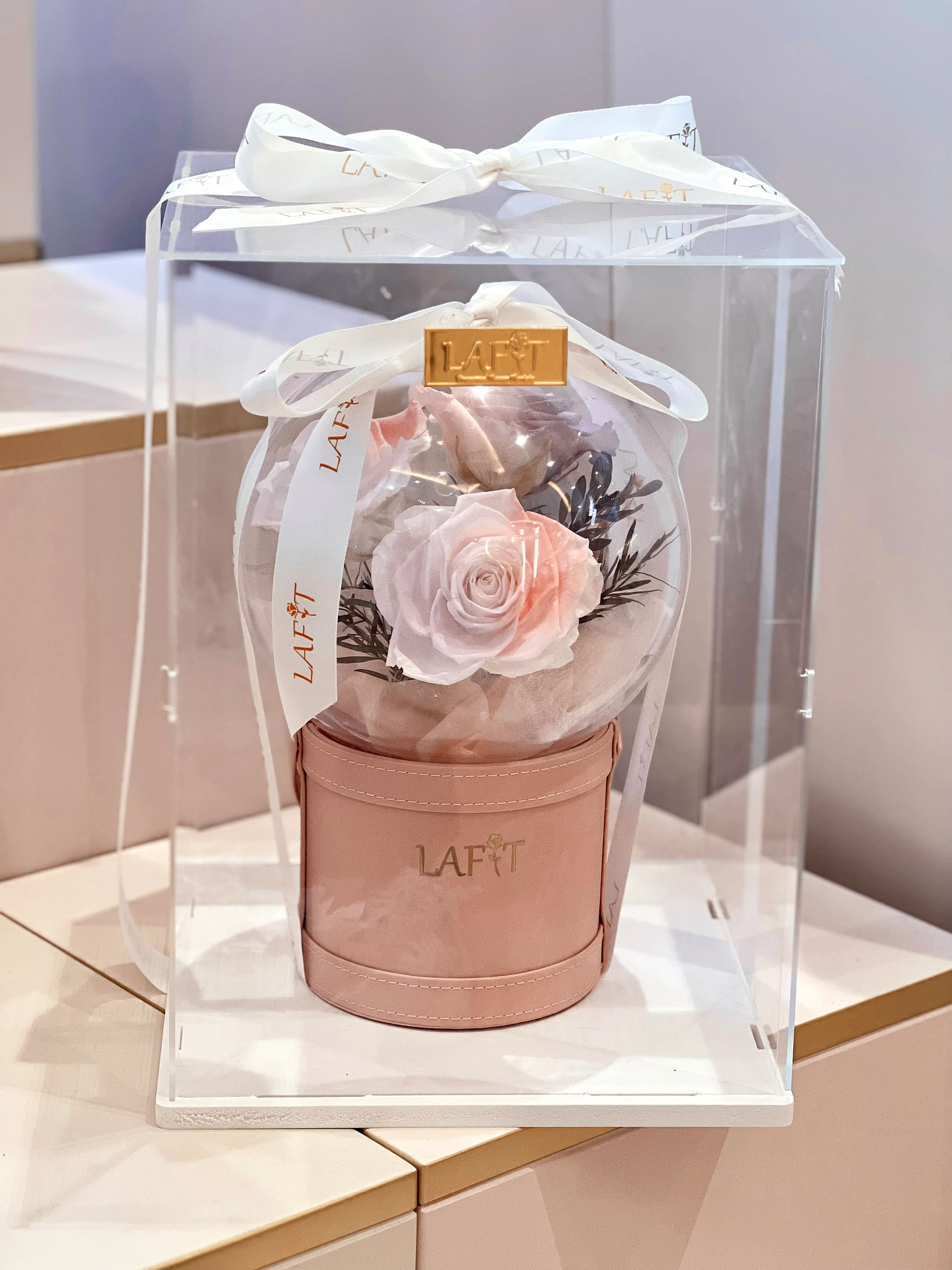 LAFIT 夢幻浪漫永生花藝擺設 · Rose Sparkling Bubble - Baby Pink