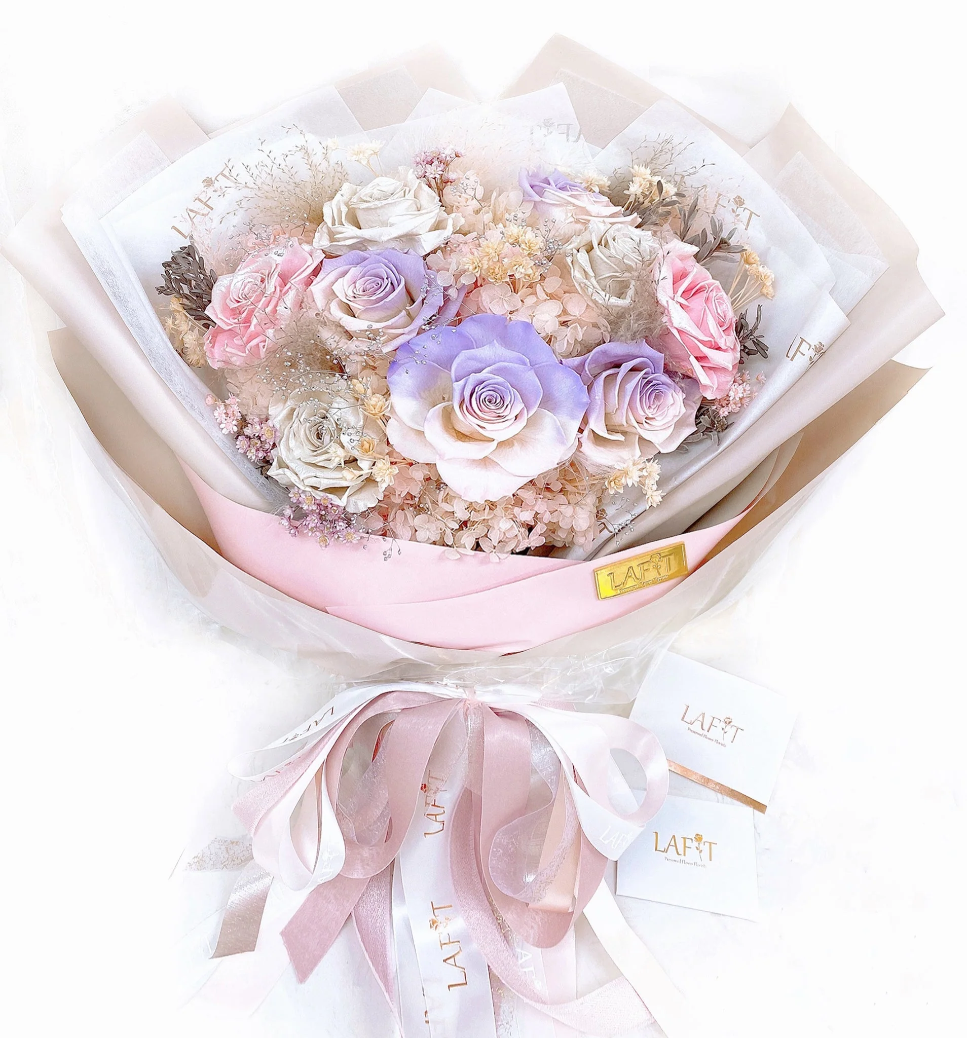 LAFIT夢幻漸變櫻粉色系永生花束 �?Perfect like You