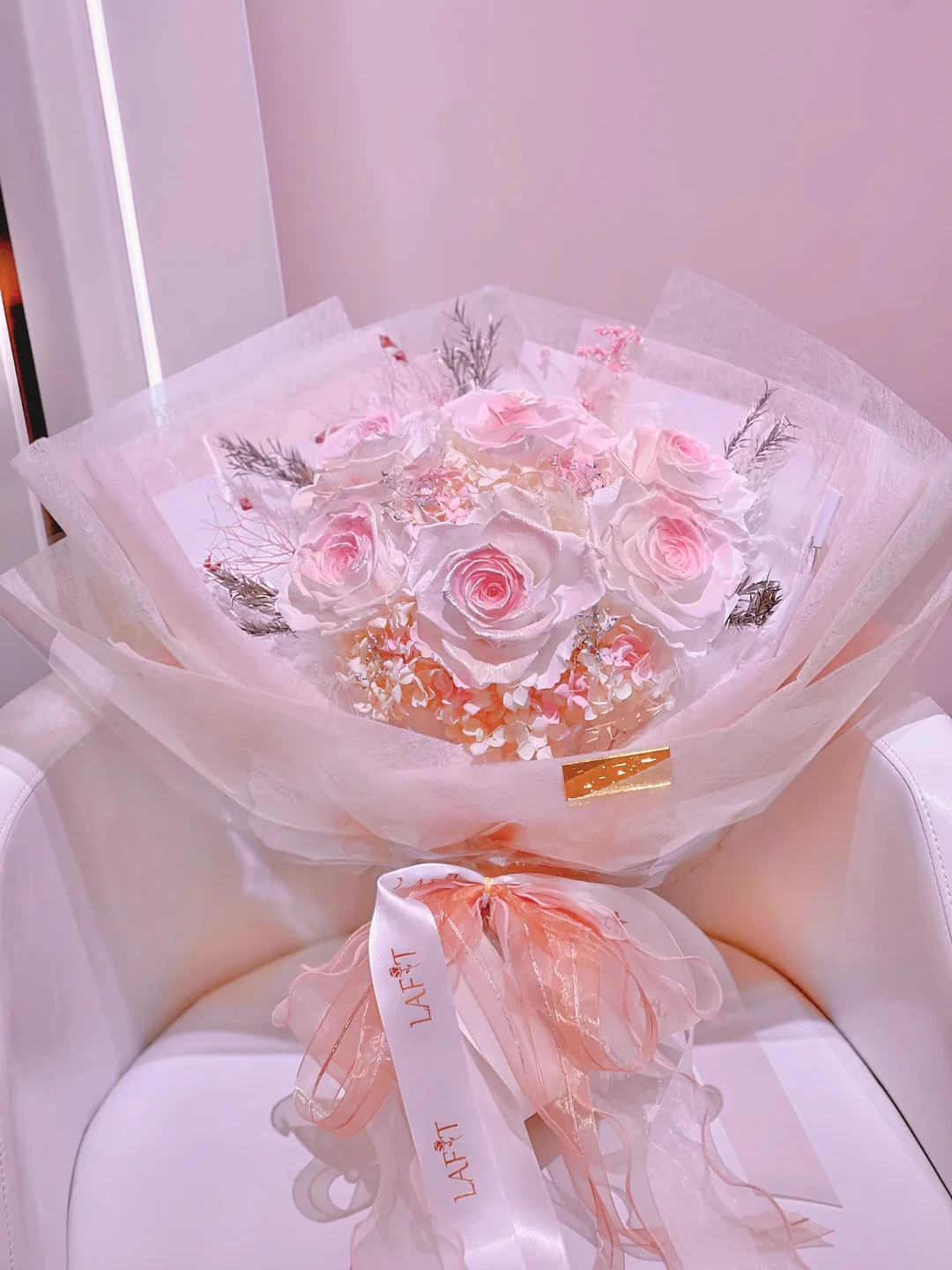 LAFIT夢幻漸變櫻粉色永生花�?�?Rosy Blush