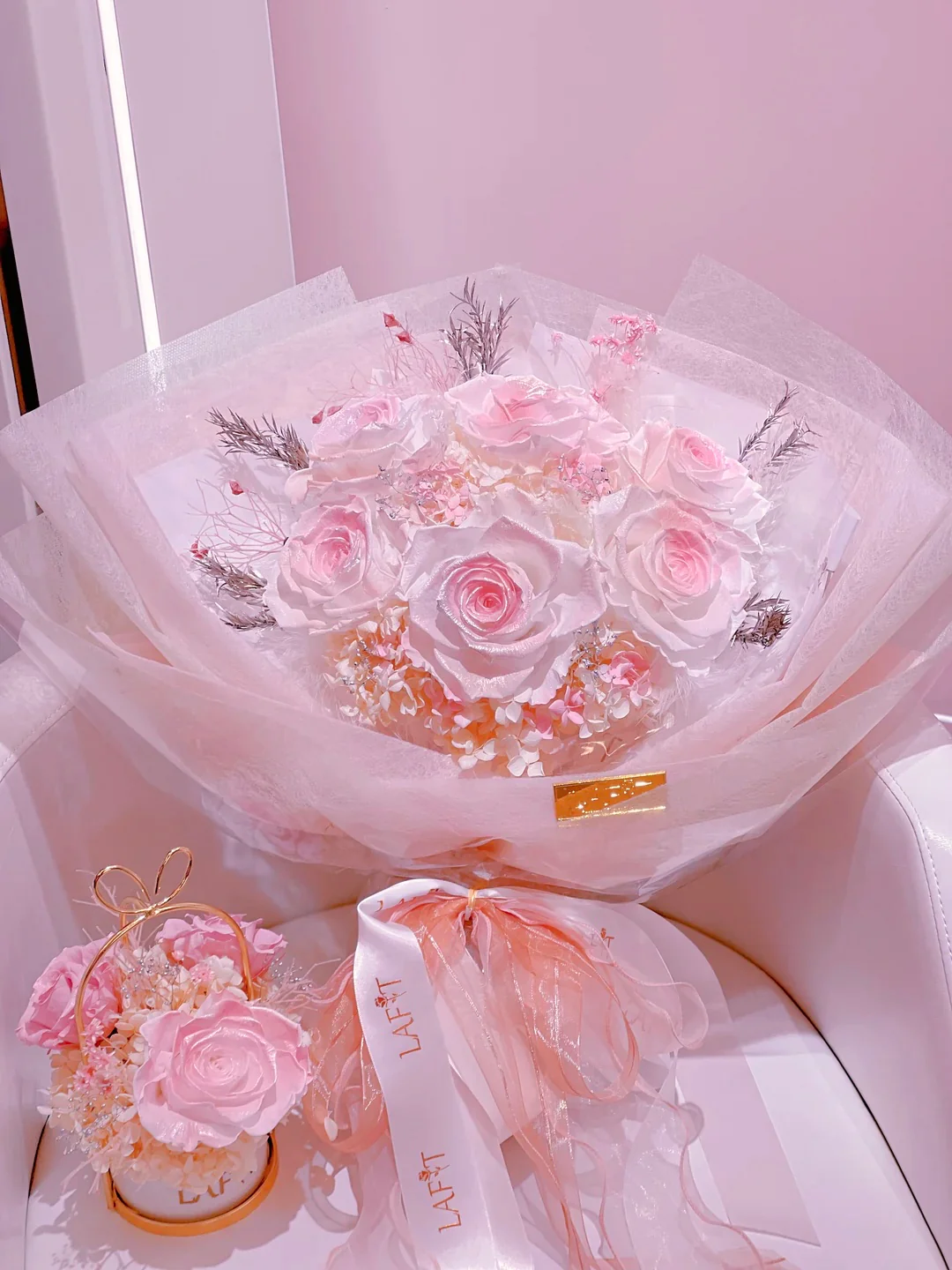 LAFIT夢幻漸變櫻粉色永生花�?�?Rosy Blush