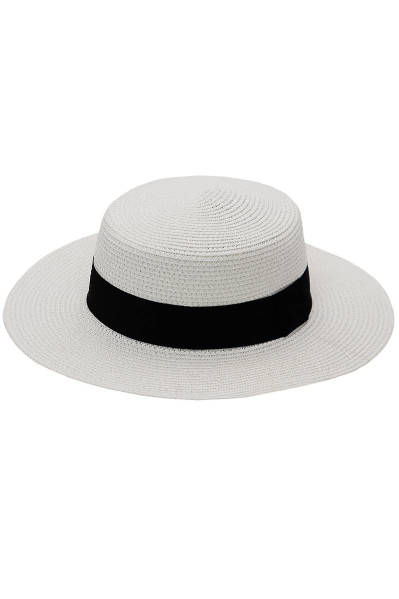 White Boater Beach Hat
