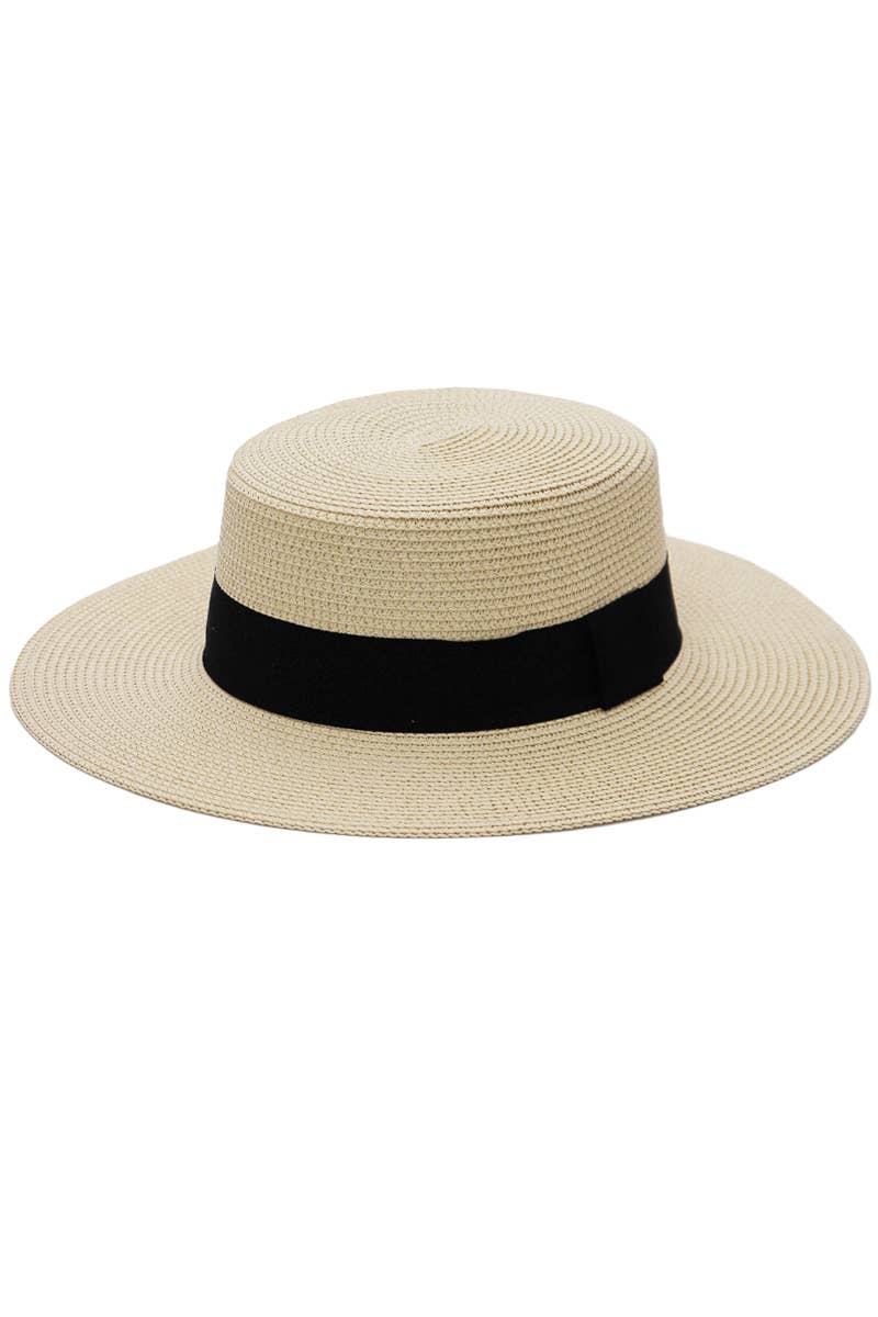 Beige Boater Beach Hat