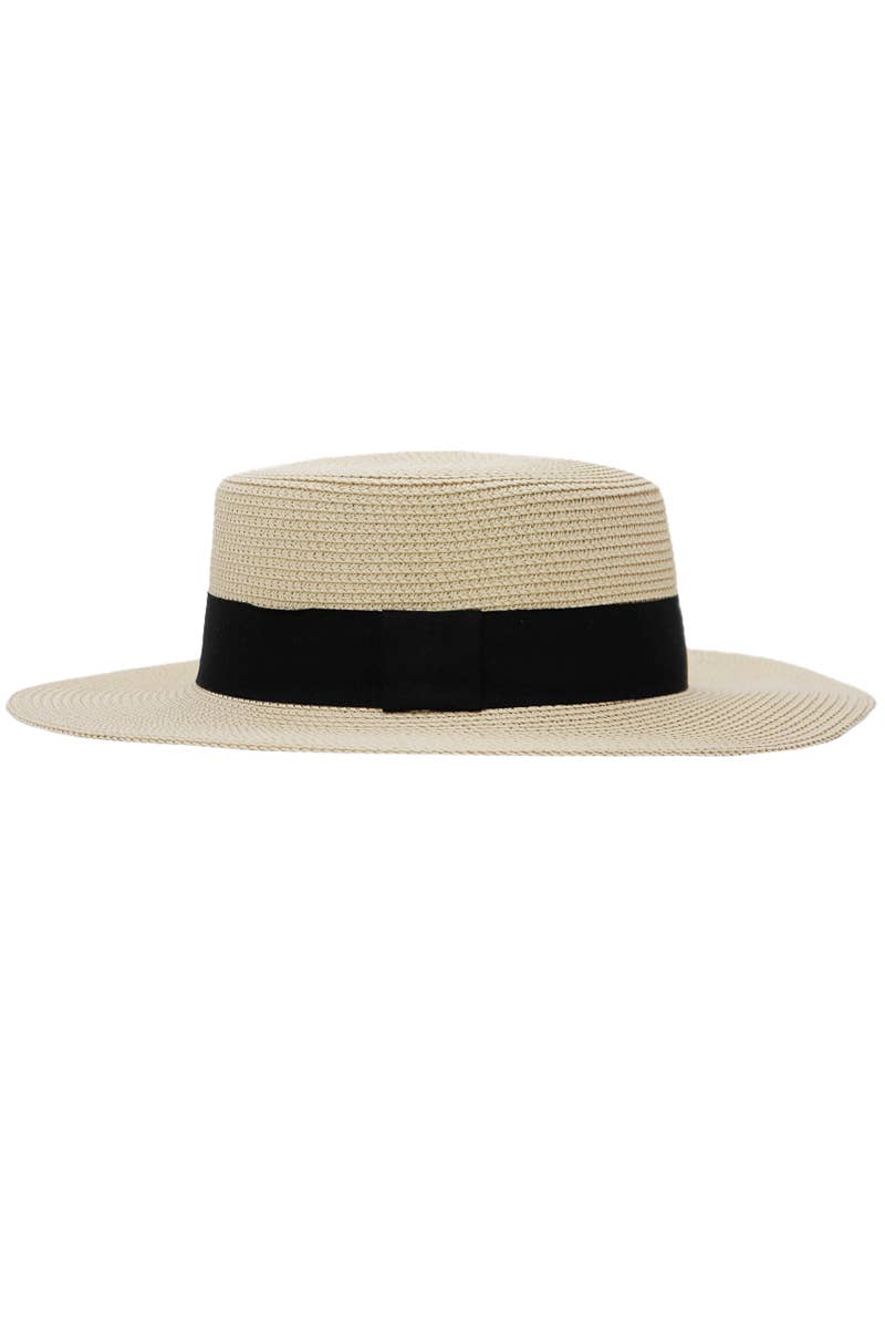 Beige Boater Beach Hat