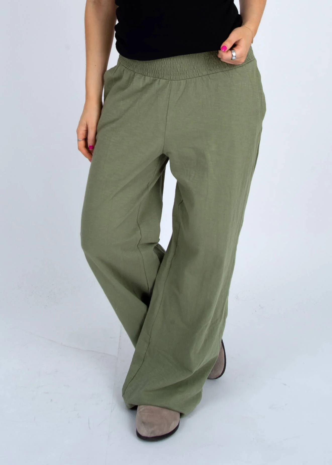 RD Style - TEDDY RUCHED WAISTBAND PANTS