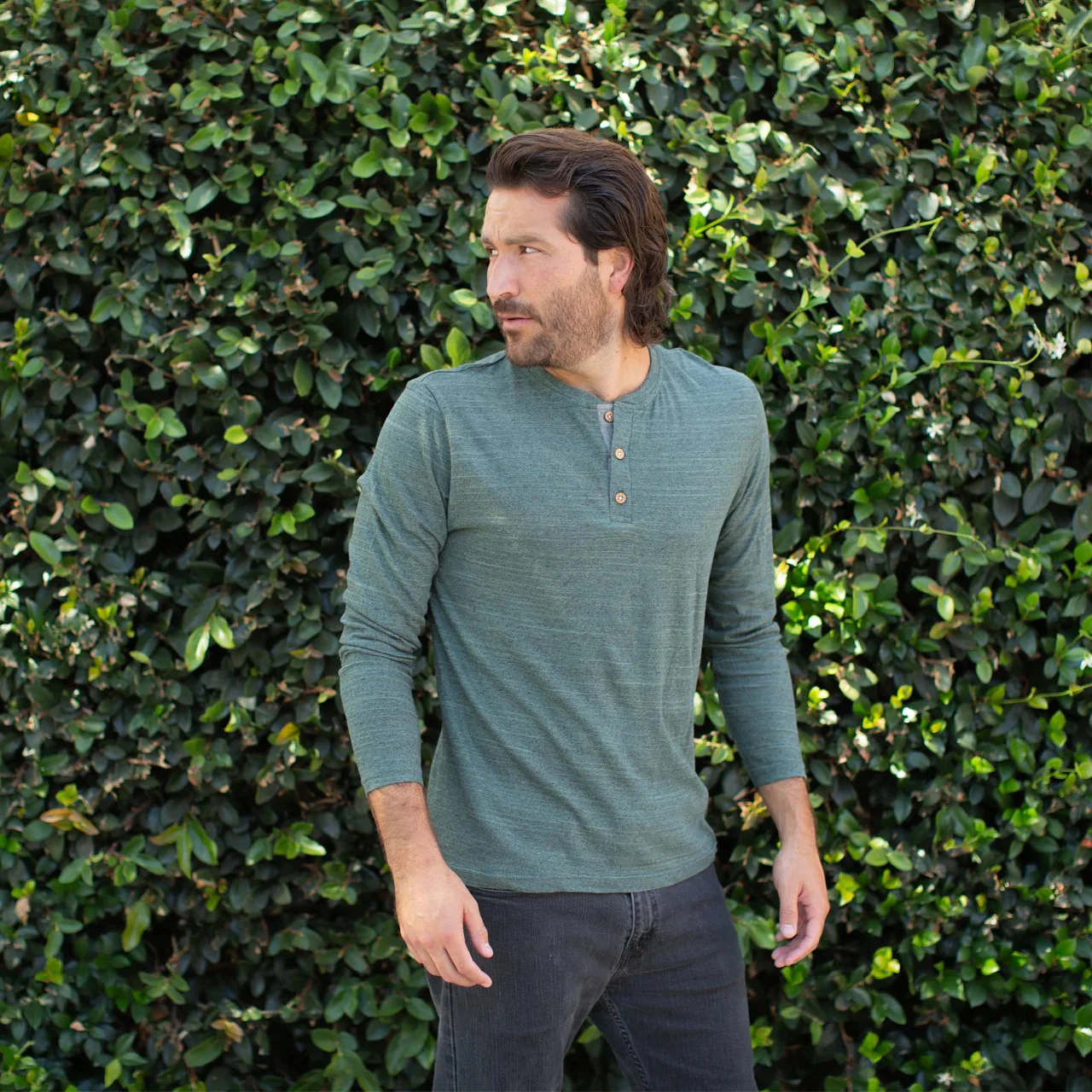 PX - Darius Long Sleeve Henley Olive