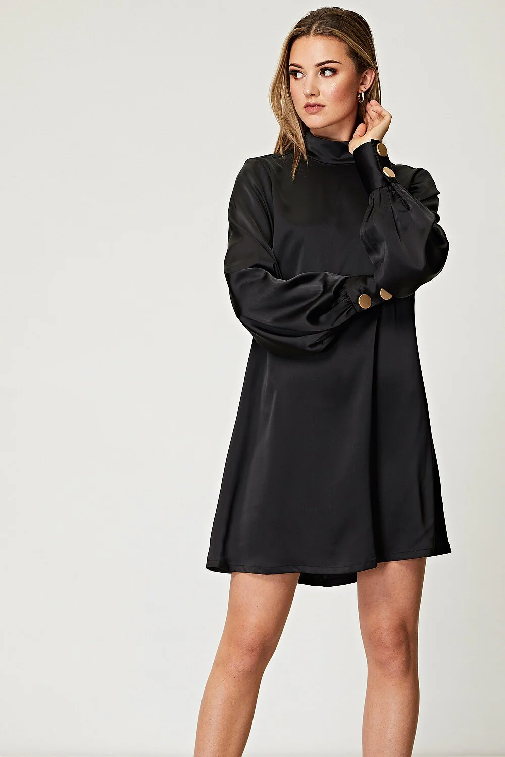 Angeleye Black Satin Dress Size S