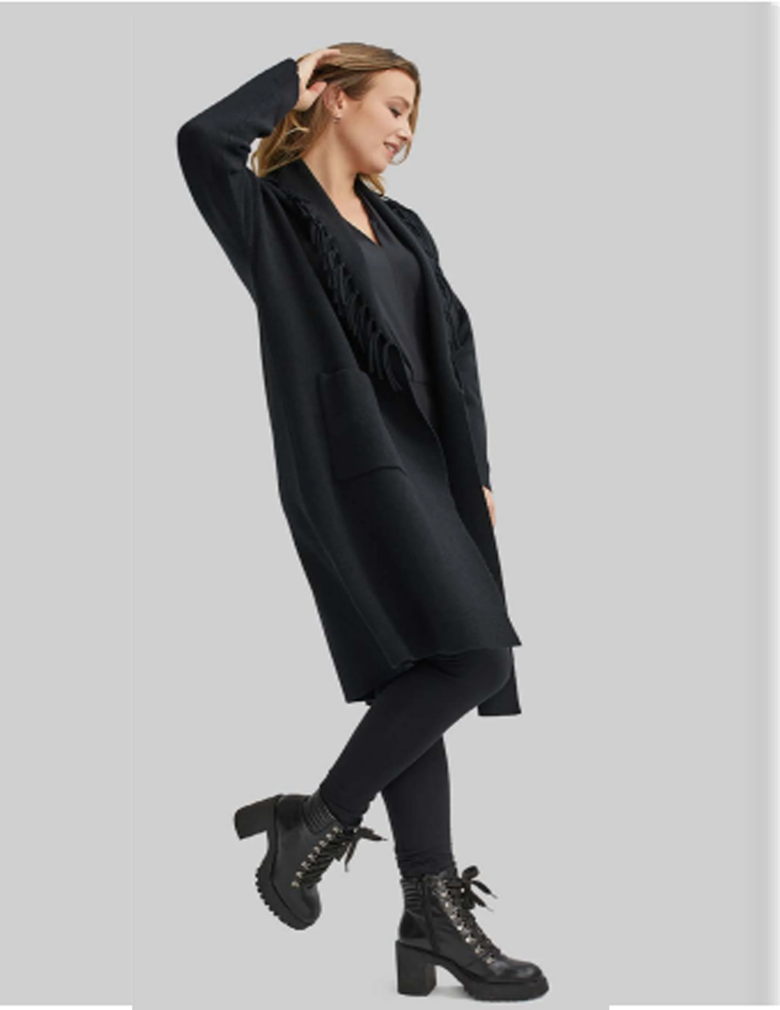 Raffinalla Black Fringe Cardigan