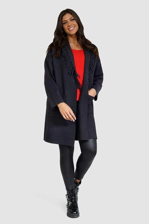 Raffinalla Black Fringe Cardigan